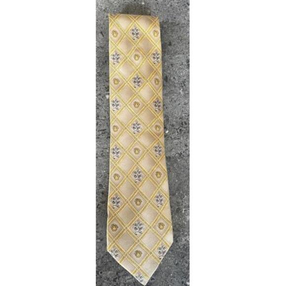Gianni Versace Vintage Silk Necktie Tie Gold Medusa 100% Silk